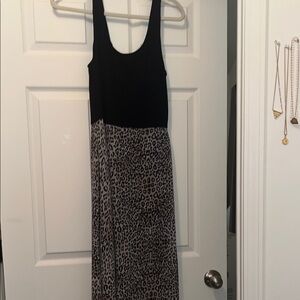 Black and Leopard Print Maxi Dress Vince Camino Small